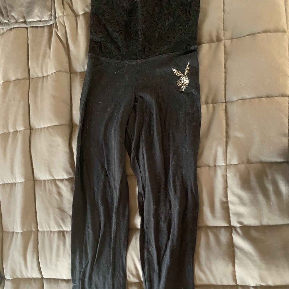 Black playboy yoga pants